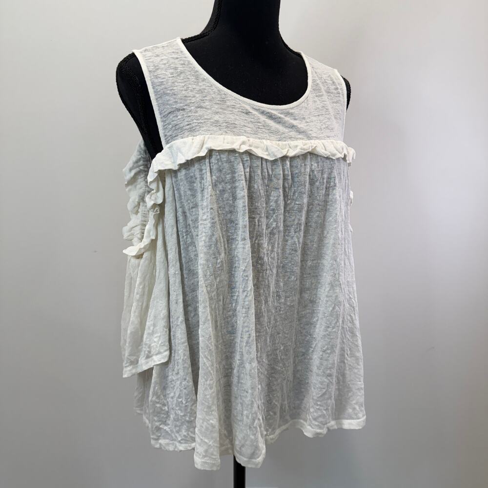 Anthropologie Meadow Rue 100% Linen Top Medium Cream Romantic